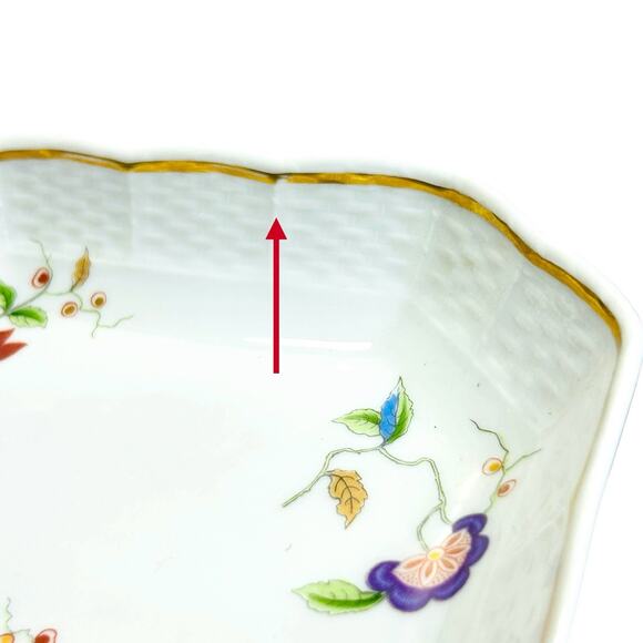 Vintage Richard Ginori Italy Dish Tray Square Hand Painted Scalloped Gold Trim - Picture 10 of 11